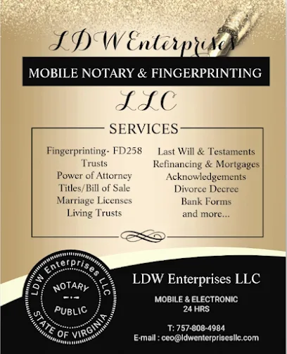 Norfolk, Virginia Beach & Hampton Roads Areas 24Hrs: Mobile Notary Public/Fingerprinting
